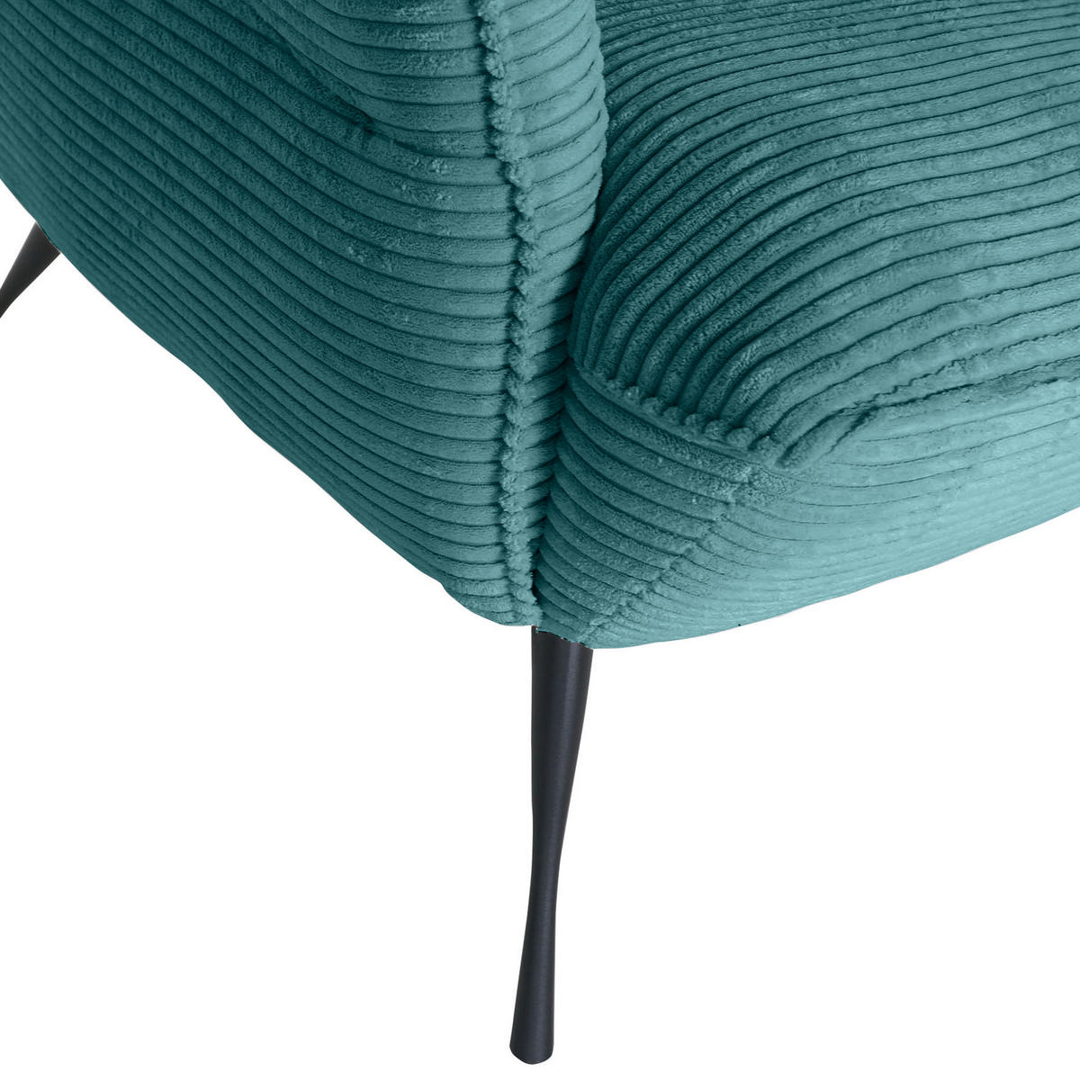 OHRENSESSEL in Cord Petrol  - Petrol/Schwarz, Konventionell, Textil/Metall (83/110/92cm) - MID.YOU