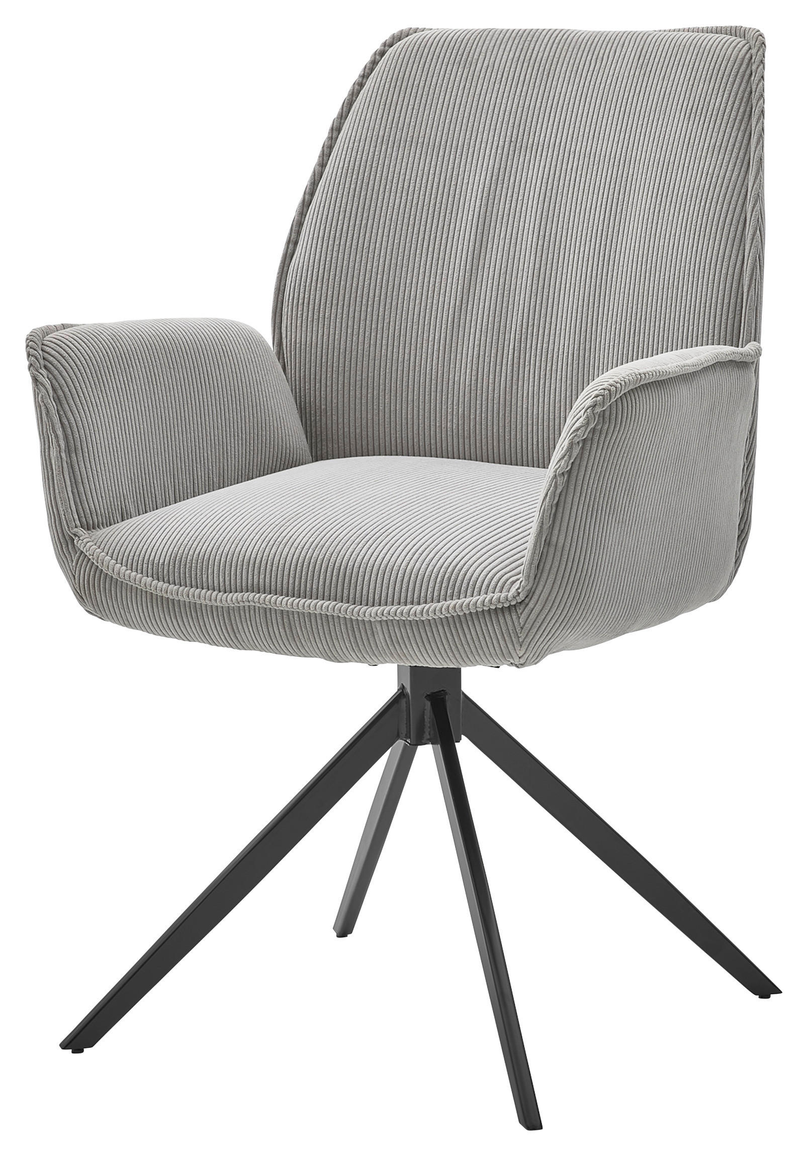 ARMLEHNSTUHL in Cord - Schwarz/Grau, Design, Textil/Metall (63/91/65cm) - Musterring