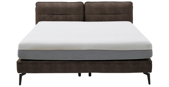 BOXSPRINGBETT 180/200 cm in Dunkelbraun - Dunkelbraun/Schwarz, Design, Textil/Metall (180/200cm) - Johann Jakob