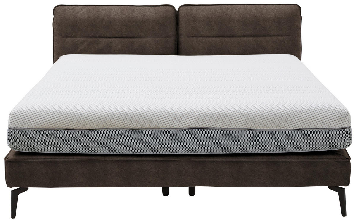 BOXSPRINGBETT 180/200 cm  in Dunkelbraun  - Dunkelbraun/Schwarz, Design, Textil/Metall (180/200cm) - Johann Jakob