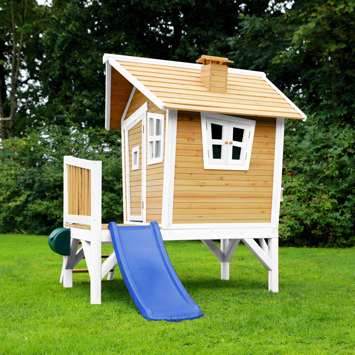 SPIELHAUS 264/203/177 cm  - Blau/Braun, KONVENTIONELL, Holz/Kunststoff (264/203/177cm) - Ambia Garden