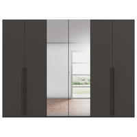 DREHTÜRENSCHRANK 301/223/61 cm,  in Graphitfarben, 6-türig  - Chromfarben/Schwarz, Basics, Glas/Holzwerkstoff (301/223/61cm) - Novel