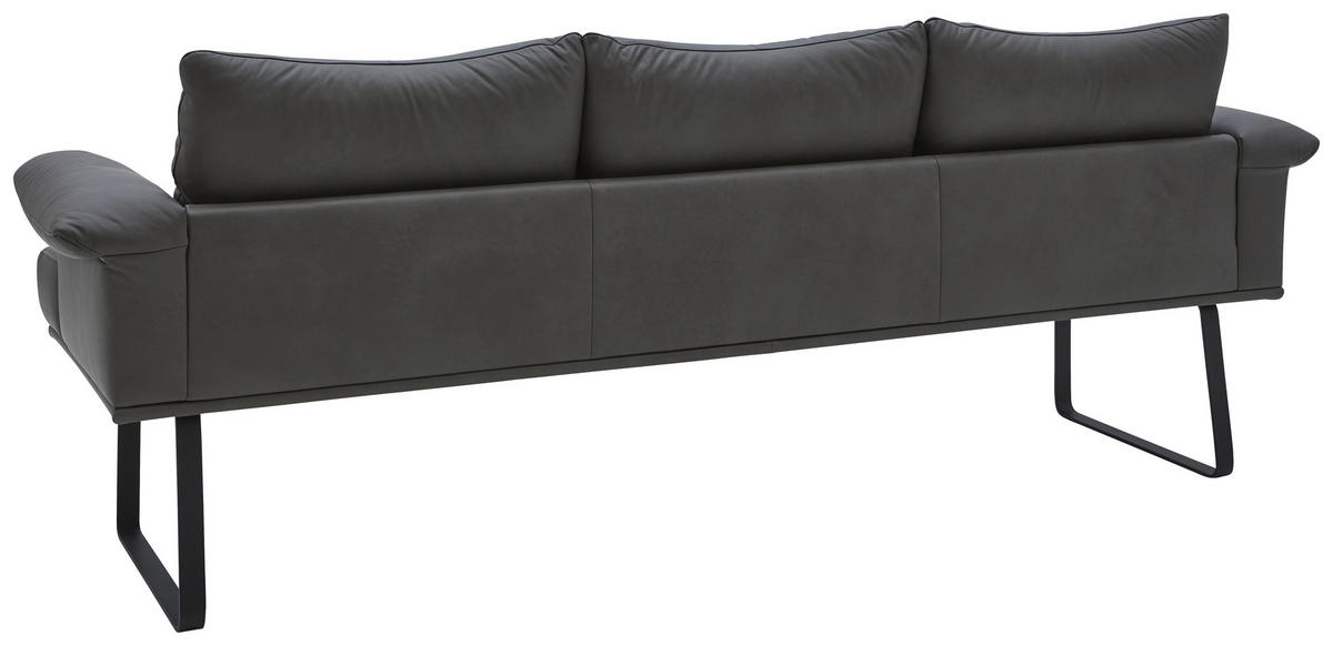 SITZBANK 239/86/69 cm  in Anthrazit, Schwarz  - Anthrazit/Schwarz, Design, Leder/Holz (239/86/69cm) - Dieter Knoll