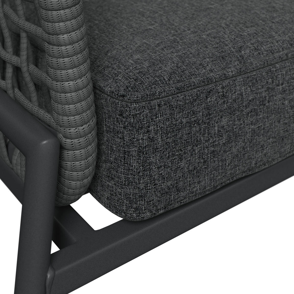 LOUNGEGARNITUR 6-teilig   Eisen  - Dunkelgrau, MODERN, Glas/Textil (198l) - Ambia Garden