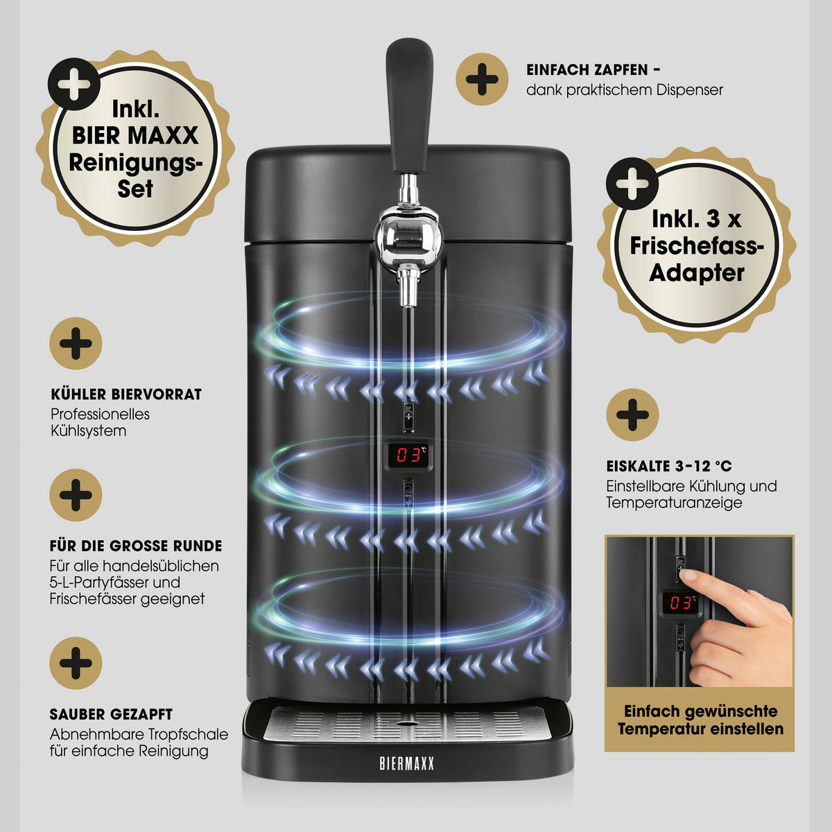 BIERZAPFANLAGE Bier MAXX  - Silberfarben/Schwarz, Basics, Kunststoff (26,4/41/52,6cm)