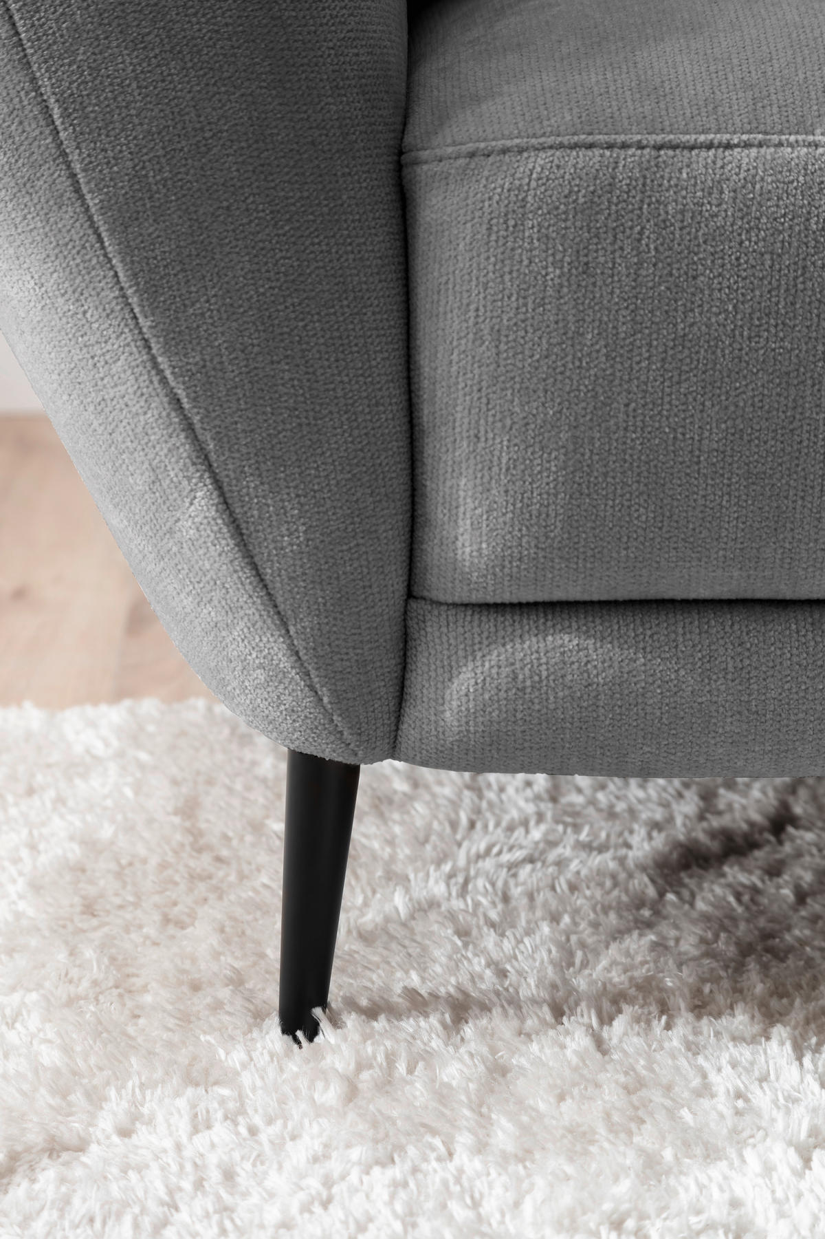 RÉCAMIERE Platinfarben Chenille Zierkissen, Rücken echt  - Platinfarben/Schwarz, KONVENTIONELL, Textil/Metall (224/70/97cm) - Hom`in