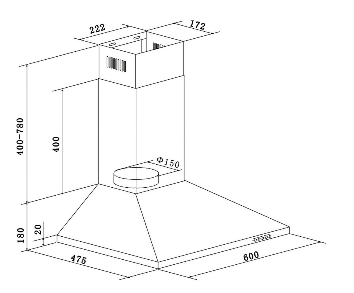DUNSTABZUGSHAUBE CH22055SA  - Schwarz, Trend, Metall (60/58-96/47,5cm) - Respekta