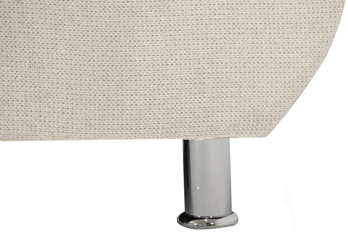 ECKSOFA in Flachgewebe, Mikrofaser Creme  - Chromfarben/Creme, Design, Kunststoff/Textil (198/312cm) - Livetastic