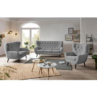OHRENSESSEL in Webstoff Anthrazit  - Eichefarben/Anthrazit, Design, Holz/Textil (87/101/95cm) - Stylife