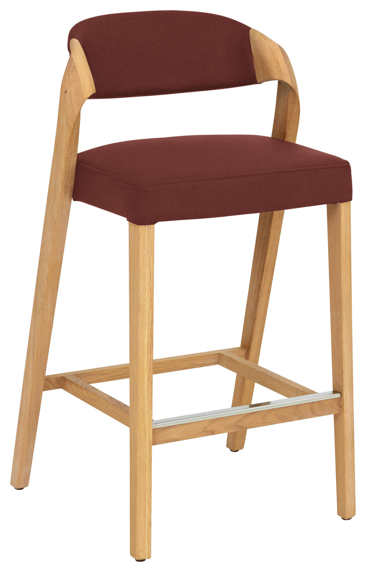 TRESENSTUHL in Weinrot, Wildeiche  - Wildeiche/Weinrot, Natur, Leder/Holz (51/93/49cm) - Voglauer