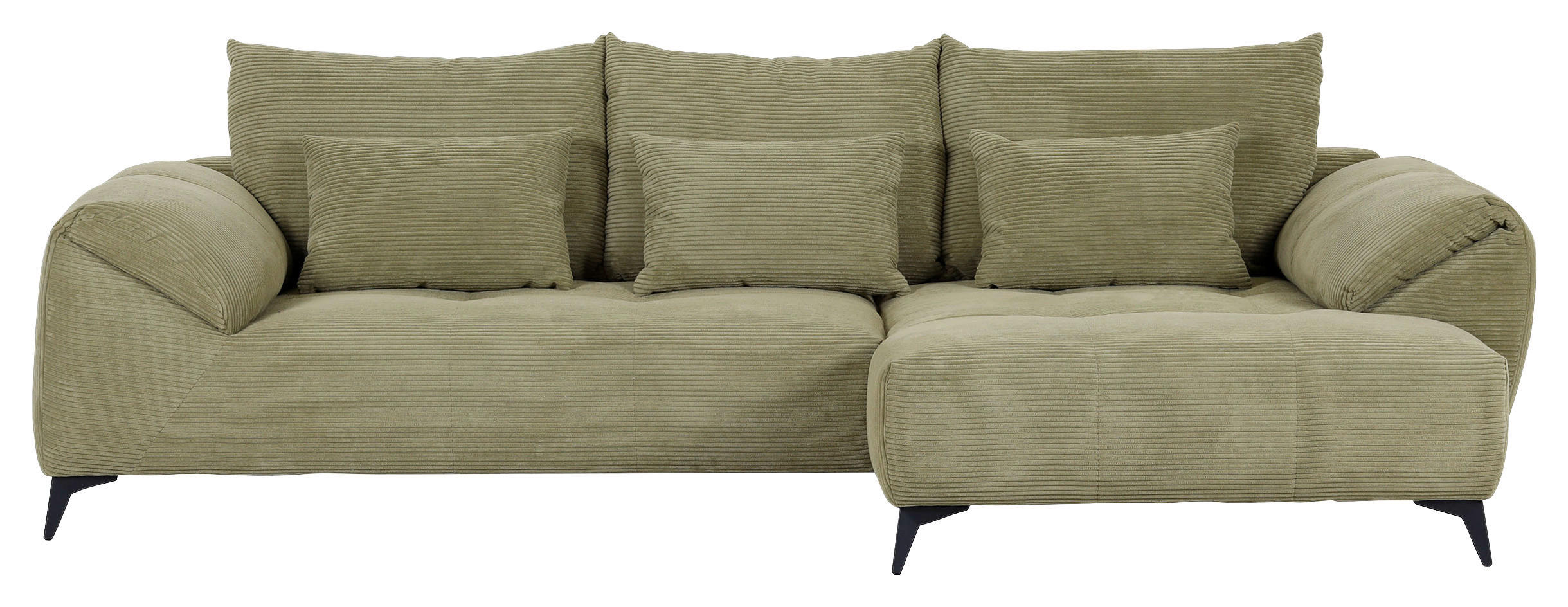 ECKSOFA in Cord Hellgrün  - Schwarz/Hellgrün, Konventionell, Textil/Metall (311/176cm) - Carryhome