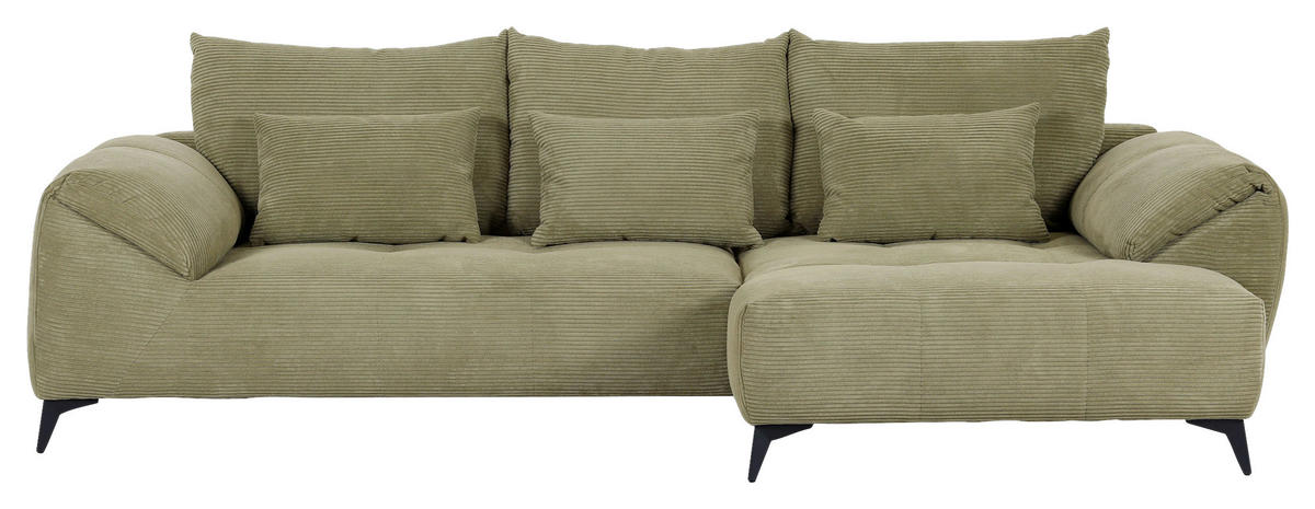 ECKSOFA in Cord Hellgrün  - Schwarz/Hellgrün, Konventionell, Textil/Metall (311/176cm) - Carryhome