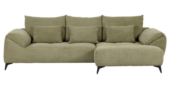 ECKSOFA in Cord Hellgrün  - Schwarz/Hellgrün, KONVENTIONELL, Textil/Metall (311/176cm) - Carryhome