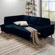 ECKSOFA in Flachgewebe Blau  - Blau/Eichefarben, Design, Holz/Textil (185/253cm) - Cantus