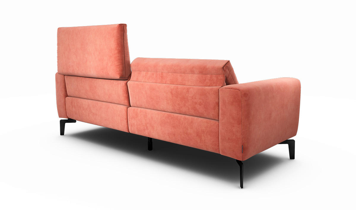 2,5-SITZER in Samt Rosa  - Schwarz/Rosa, Design, Textil/Metall (220/86/86-94cm) - SENSOO