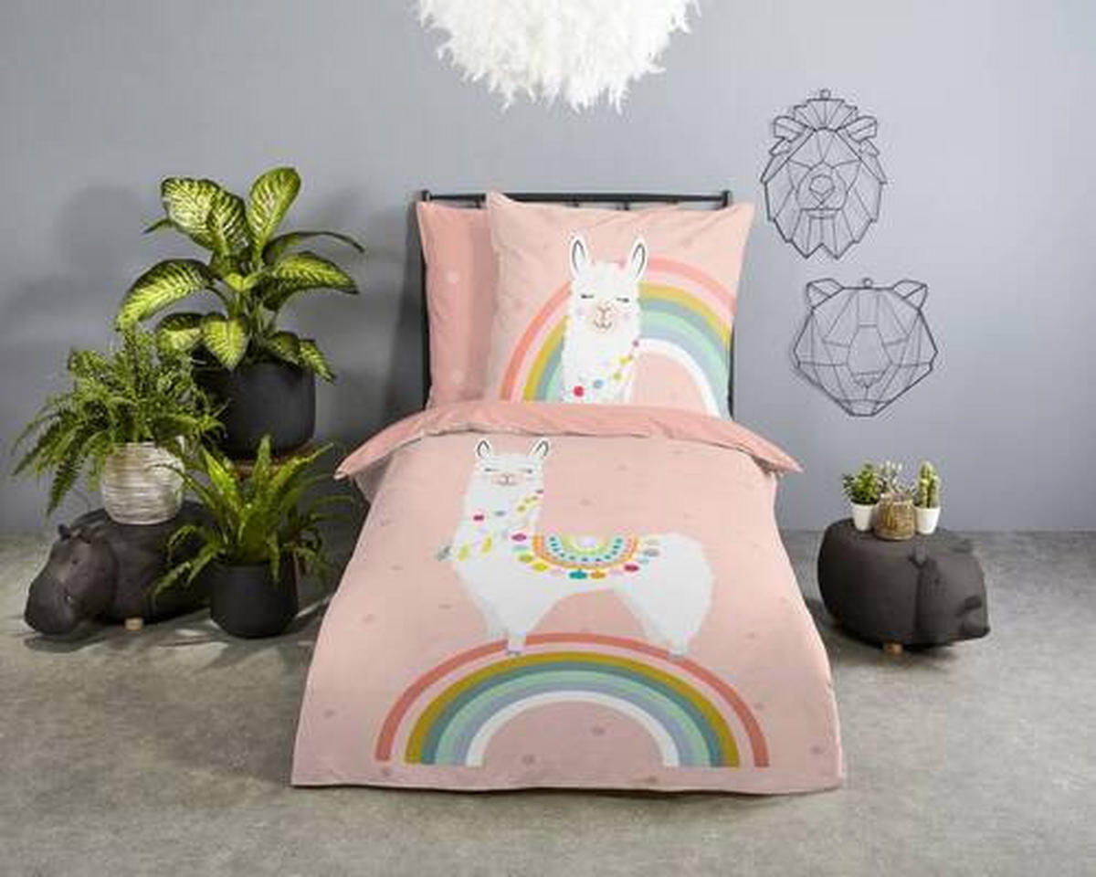 JUGENDBETTWÄSCHE Lama Renforcé 135/200 cm  - Multicolor, Design, Textil (135/200cm)