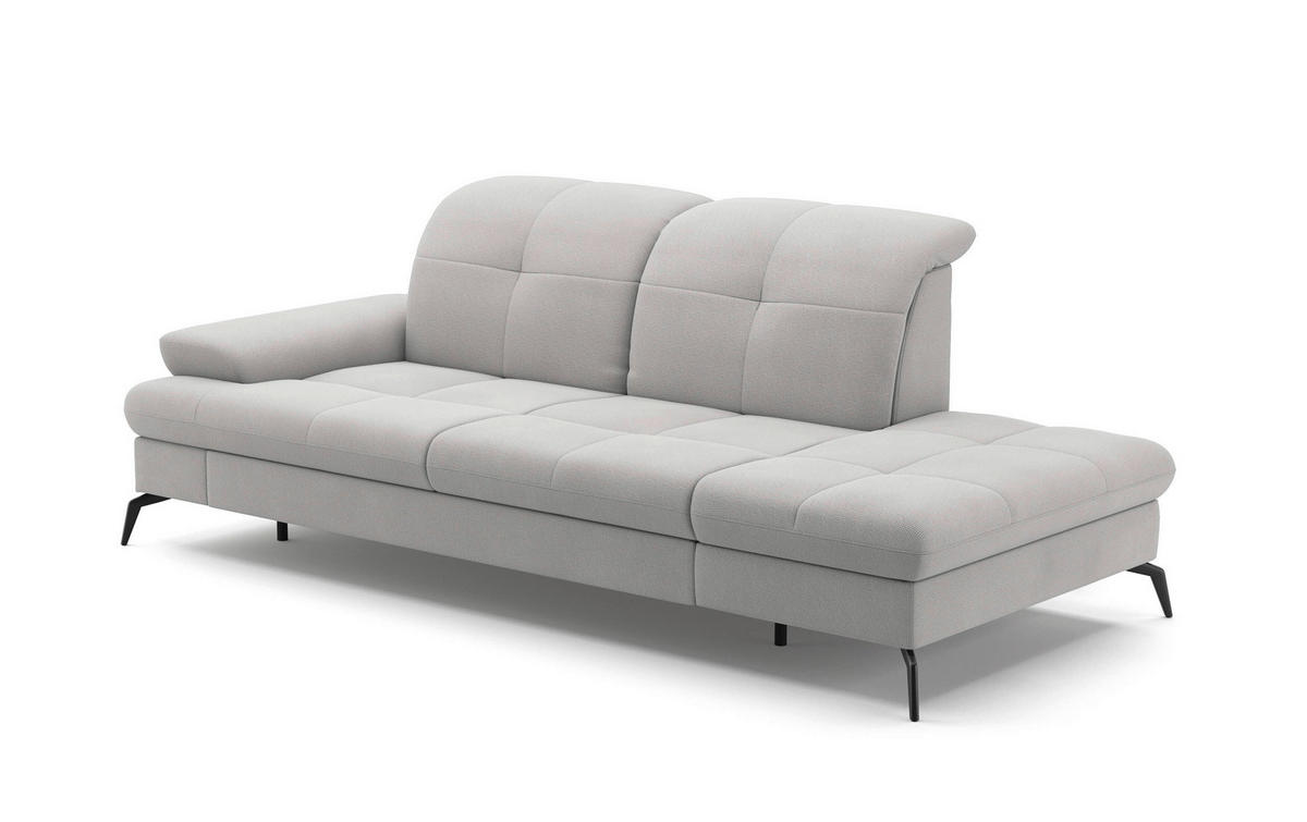 RÉCAMIERE in Flachgewebe Silberfarben  - Silberfarben/Schwarz, Konventionell, Textil/Metall (231/90/122cm) - Sit & More