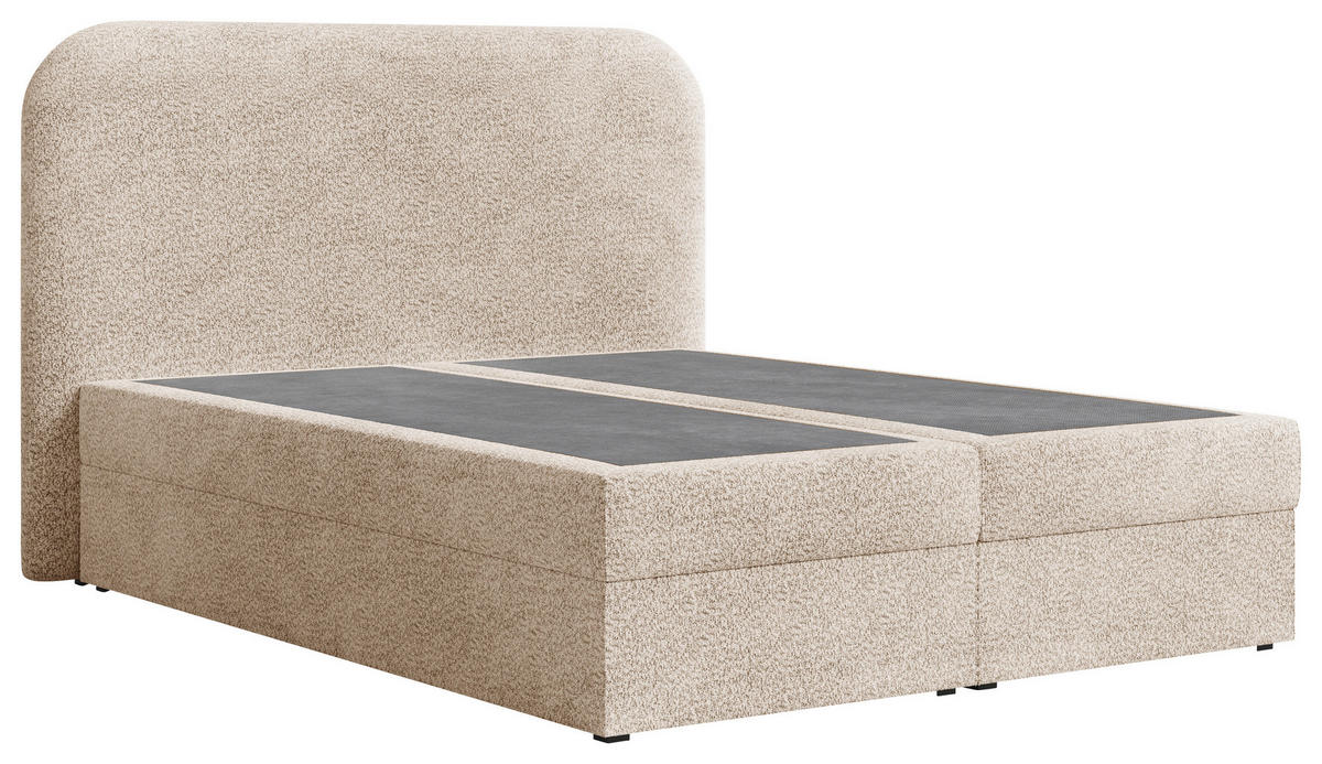 BOXBETT 180/200 cm,  in Beige, Bettkasten, Topper,  - Beige/Schwarz, MODERN, Holz/Kunststoff (180/200cm) - MID.YOU