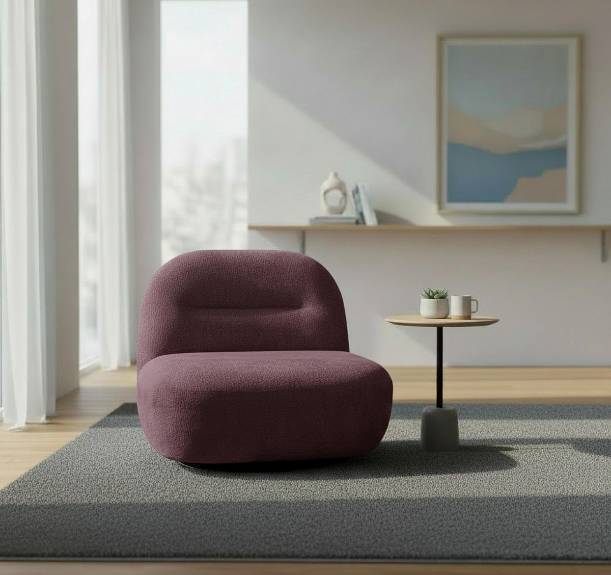 SESSEL in Struktur Bordeaux  - Bordeaux/Schwarz, Basics, Textil/Metall (85/74/85cm) - Livetastic