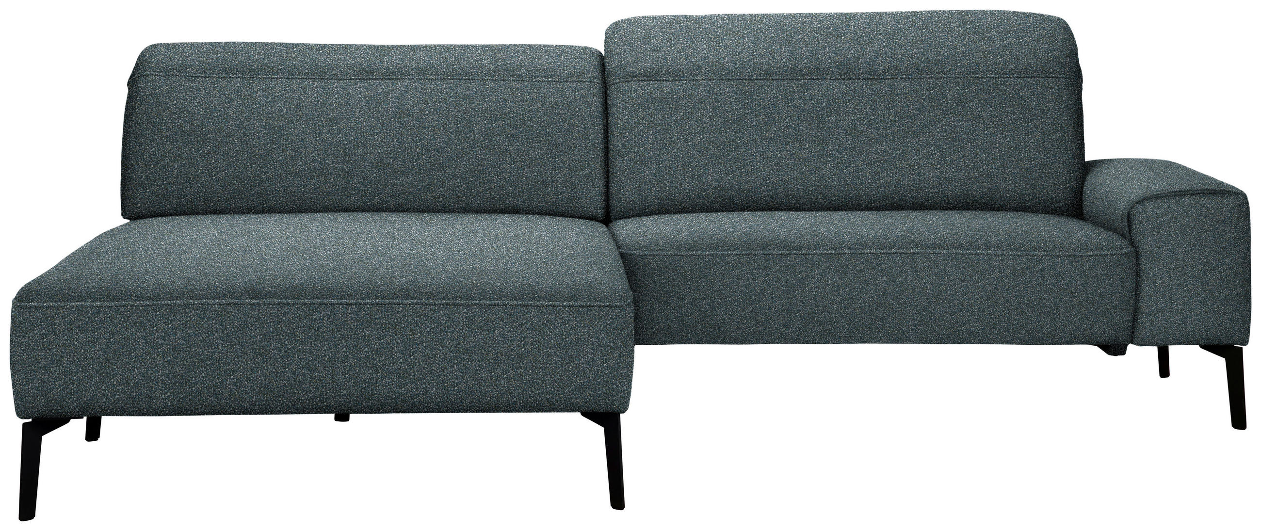 ECKSOFA in Mikrofaser Blaugrau  203/266 cm  - Blaugrau/Schwarz, Design, Textil/Metall (203/266cm) - Johann Jakob