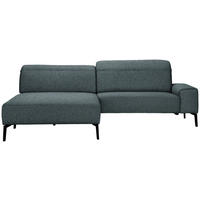 ECKSOFA in Mikrofaser Blaugrau  - Blaugrau/Schwarz, Design, Textil/Metall (203/266cm) - Johann Jakob