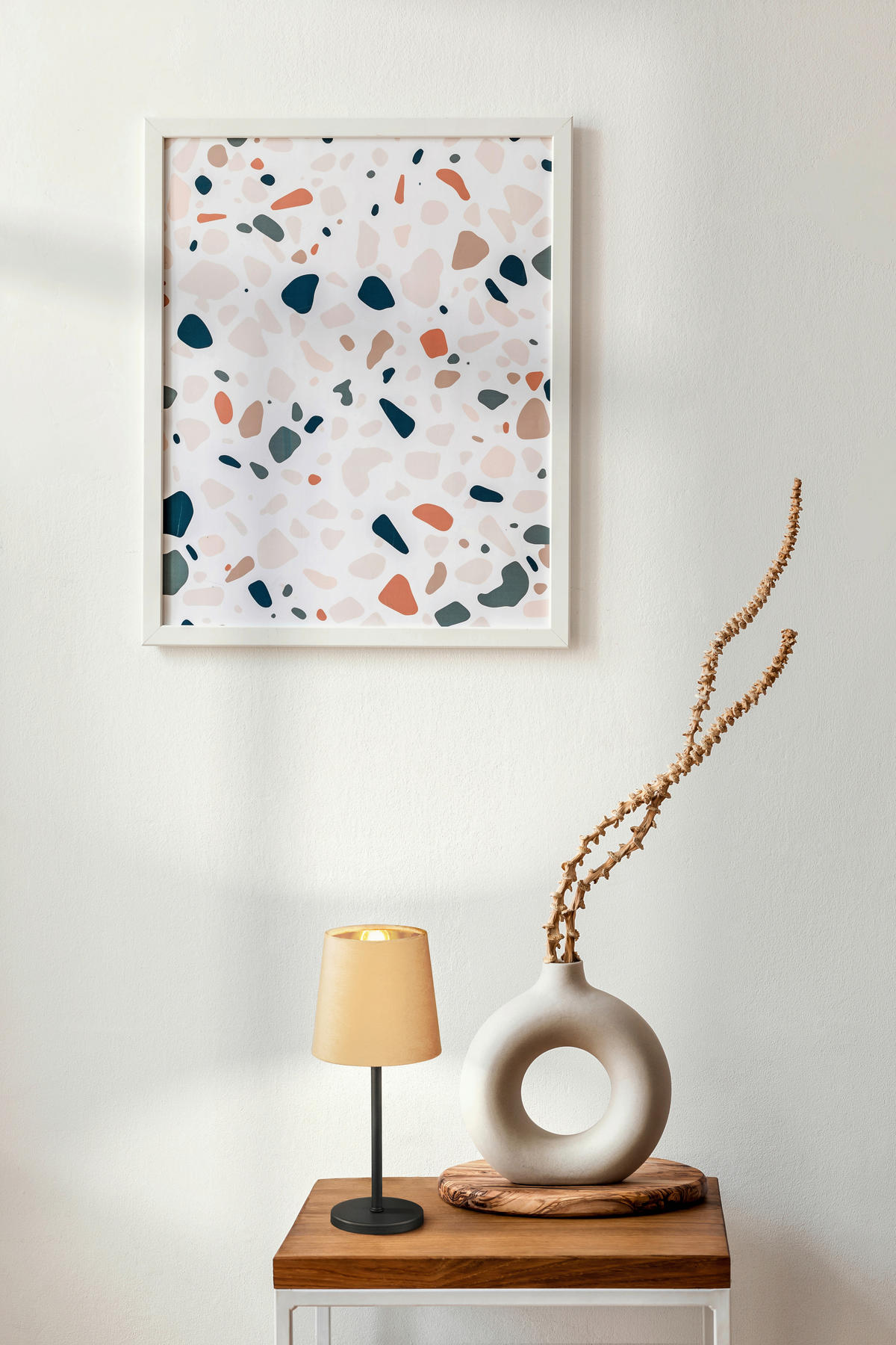 SVJETILJKA STOLNA  - žuta/crna, Basics, metal/tekstil (14/30cm)