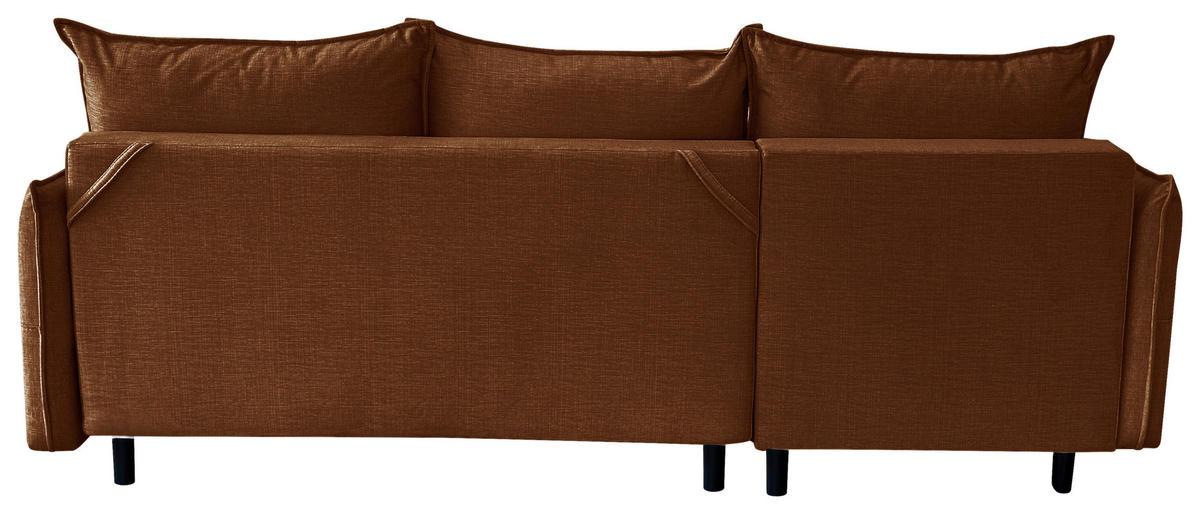 ECKSOFA Rostfarben Flachgewebe  - Rostfarben/Schwarz, Design, Holz/Kunststoff (170/235cm) - MID.YOU