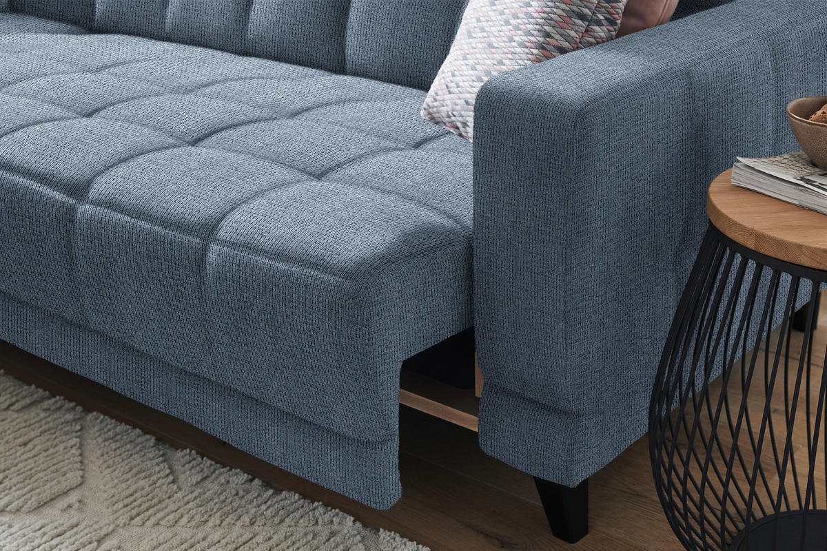 ECKSOFA in Webstoff Blau  - Blau/Schwarz, Design, Textil/Metall (216/302cm) - Xora