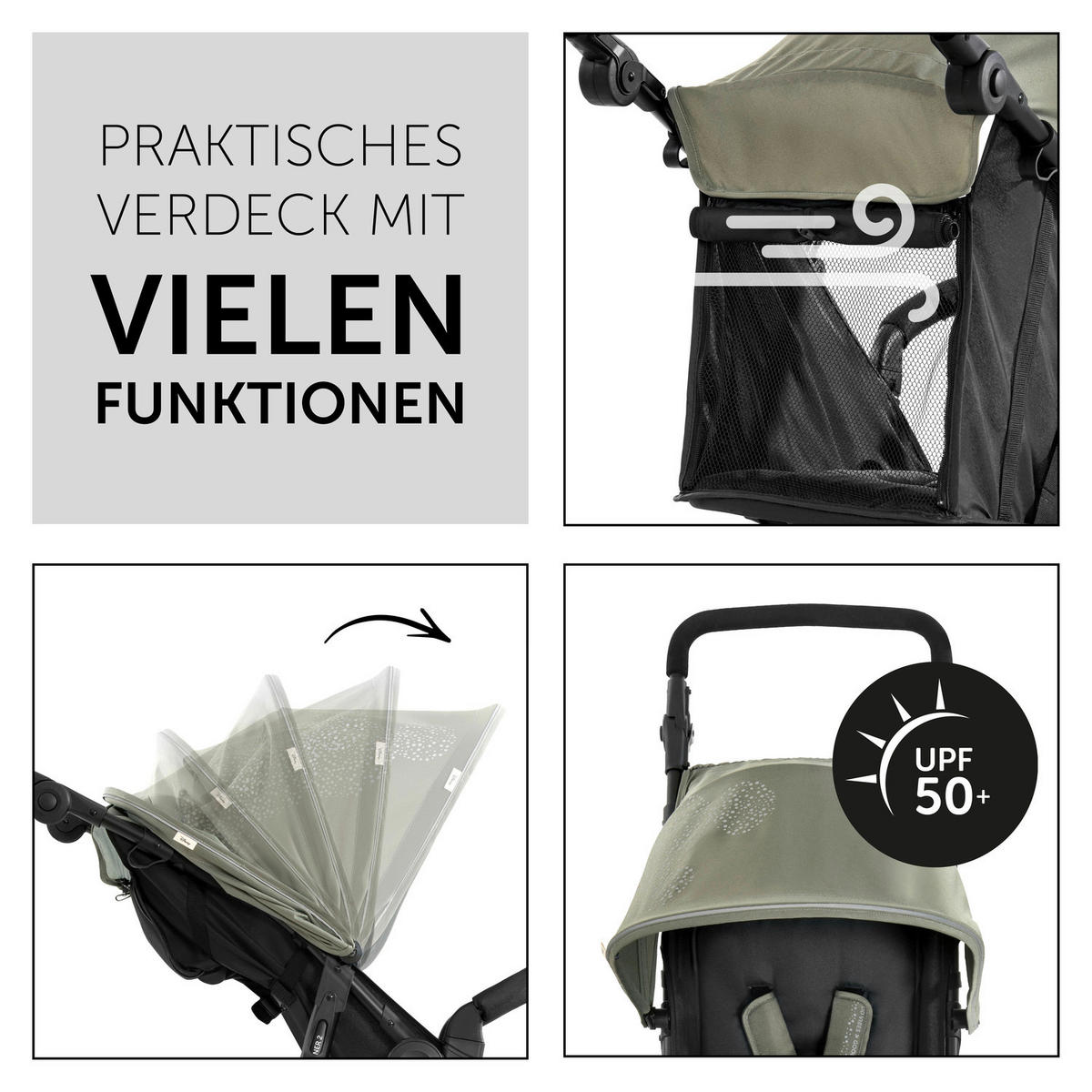JOGGER MICKEY & MINNIE  - Schwarz/Olivgrün, Basics, Kunststoff/Metall (123/59/108cm) - Hauck