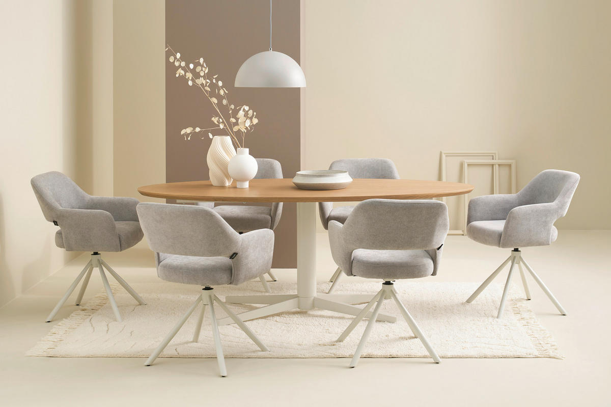 ESSTISCH 200/100/76 cm Echtholz  Metall, Holzwerkstoff in verschiedenen Größen erhältlich oval Eichefarben  - Eichefarben/Schwarz, MODERN, Holzwerkstoff/Metall (200/100/76cm) - Schöner Wohnen