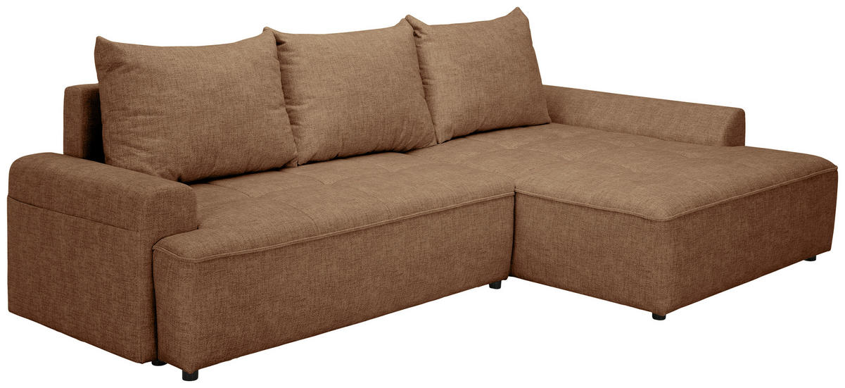 ECKSOFA Braun Mikrofaser  - Schwarz/Braun, KONVENTIONELL, Kunststoff/Textil (295/169cm) - Carryhome