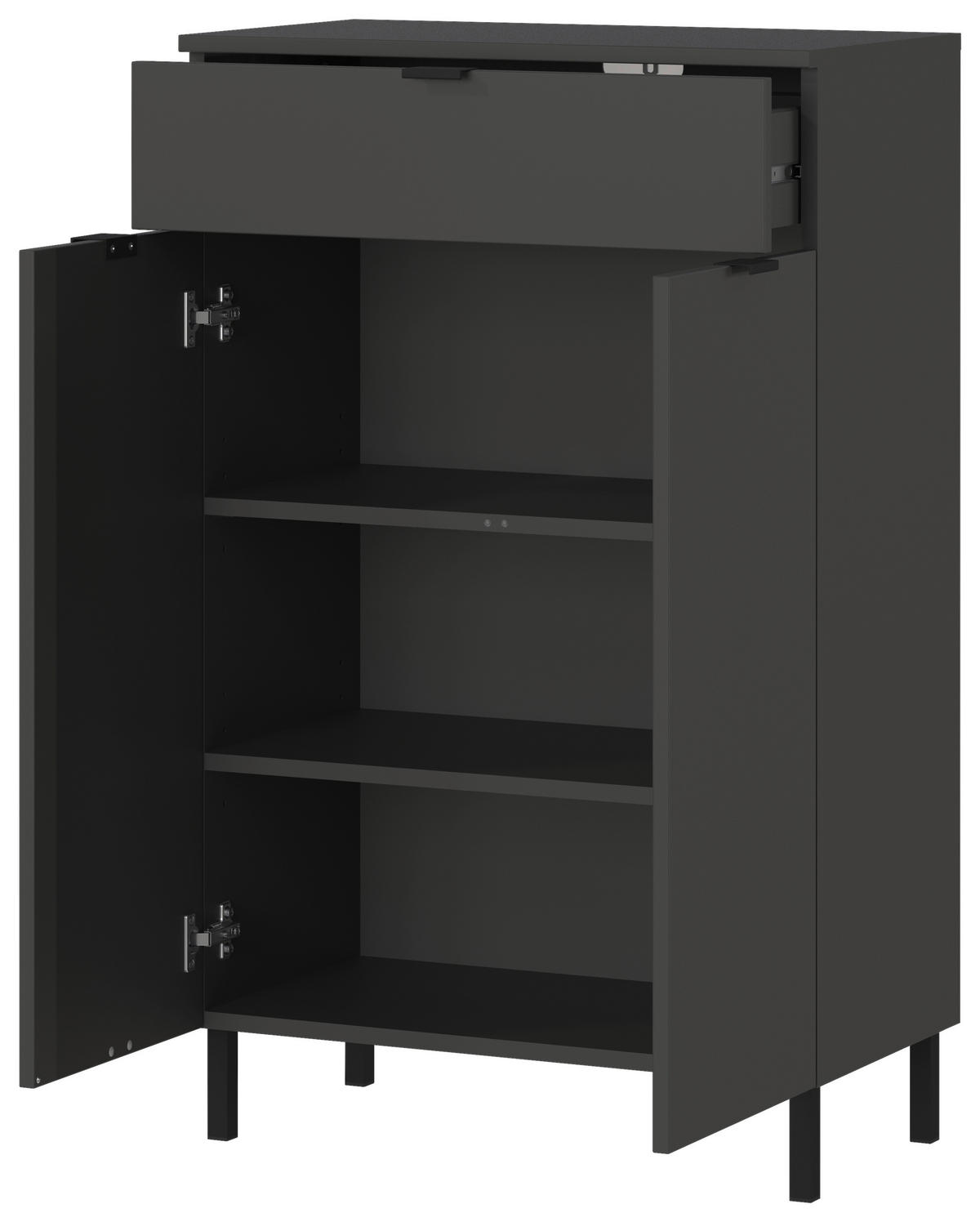 BADEZIMMER 3-teilig  in 120 cm  - Schwarz/Graphitfarben, MODERN, Holzwerkstoff/Metall (120cm) - Germania