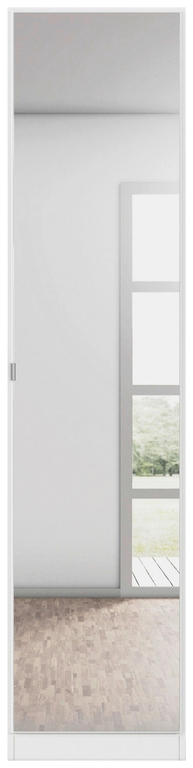 DREHTÜRENSCHRANK 47/197/54 cm,  in Weiß, 1-türig  - Alufarben/Weiß, KONVENTIONELL, Glas/Holzwerkstoff (47/197/54cm) - home24