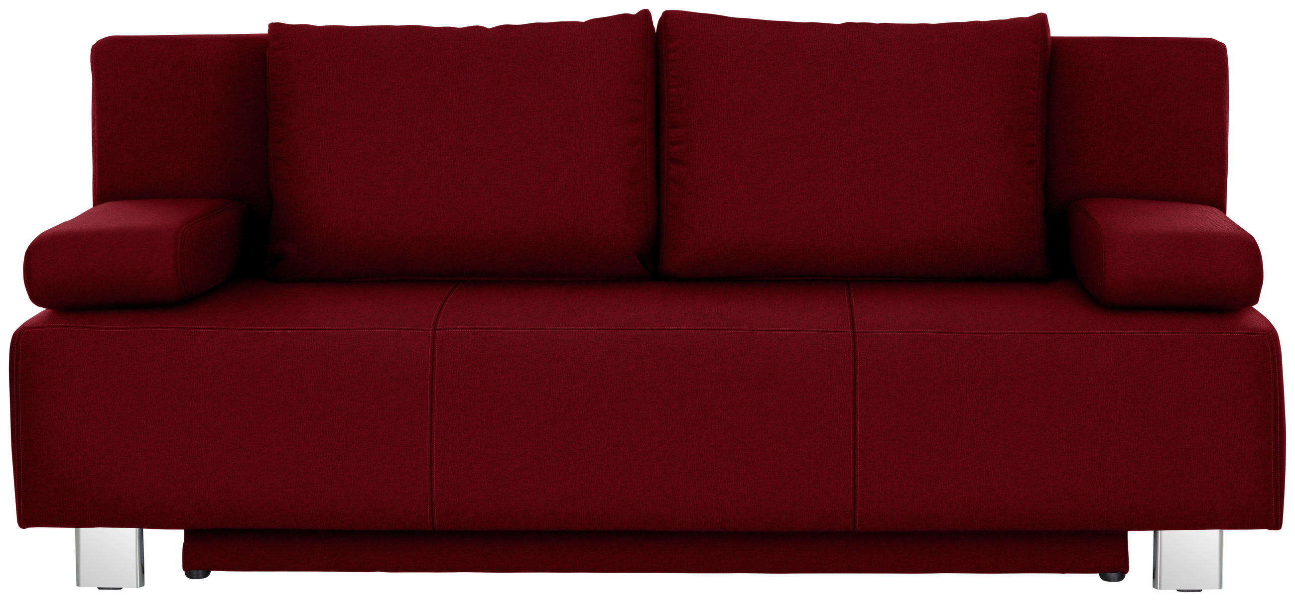 SCHLAFSOFA Webstoff Dunkelrot  - Chromfarben/Dunkelrot, Design, Textil/Metall (197/88/89cm) - Xora