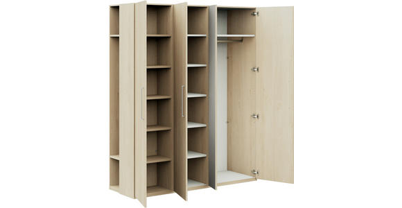 KLEIDERSCHRANK 4-türig Eichefarben  - Edelstahlfarben/Eichefarben, Design, Glas/Holzwerkstoff (177,6/213,6/59,3cm) - Cantus