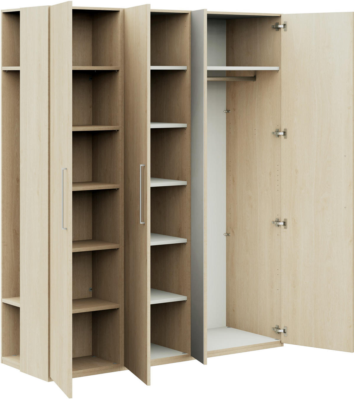 KLEIDERSCHRANK in Eichefarben  - Edelstahlfarben/Eichefarben, Design, Glas/Holzwerkstoff (177,6/213,6/59,3cm) - Cantus