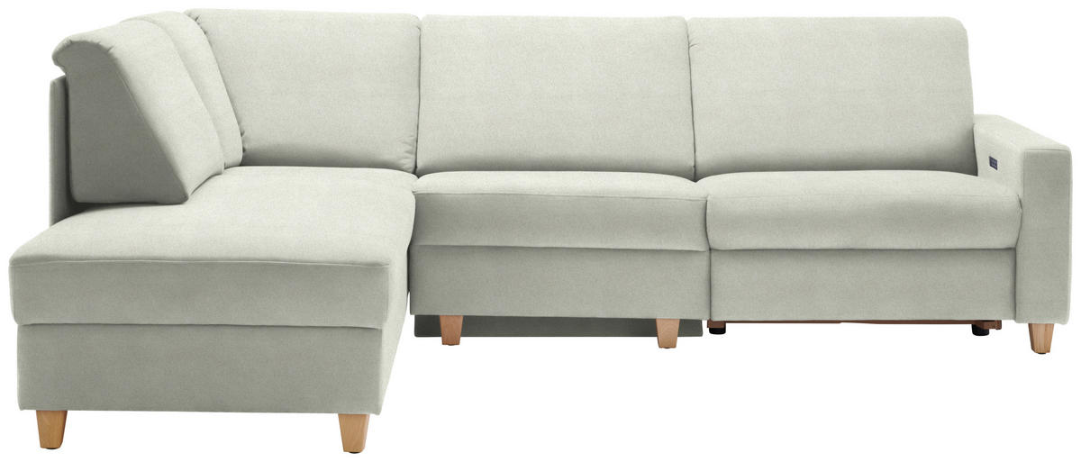 ECKSOFA in Flachgewebe Silberfarben  203/261 cm  - Eichefarben/Silberfarben, KONVENTIONELL, Holz/Textil (203/261cm) - Sedda