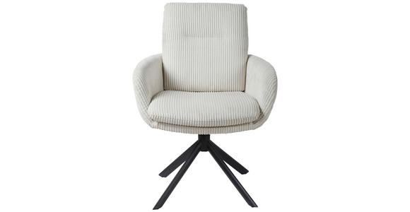ARMLEHNSTUHL in Eisen Cord - Creme/Schwarz, Design, Textil/Metall (64/89/67cm) - Novel