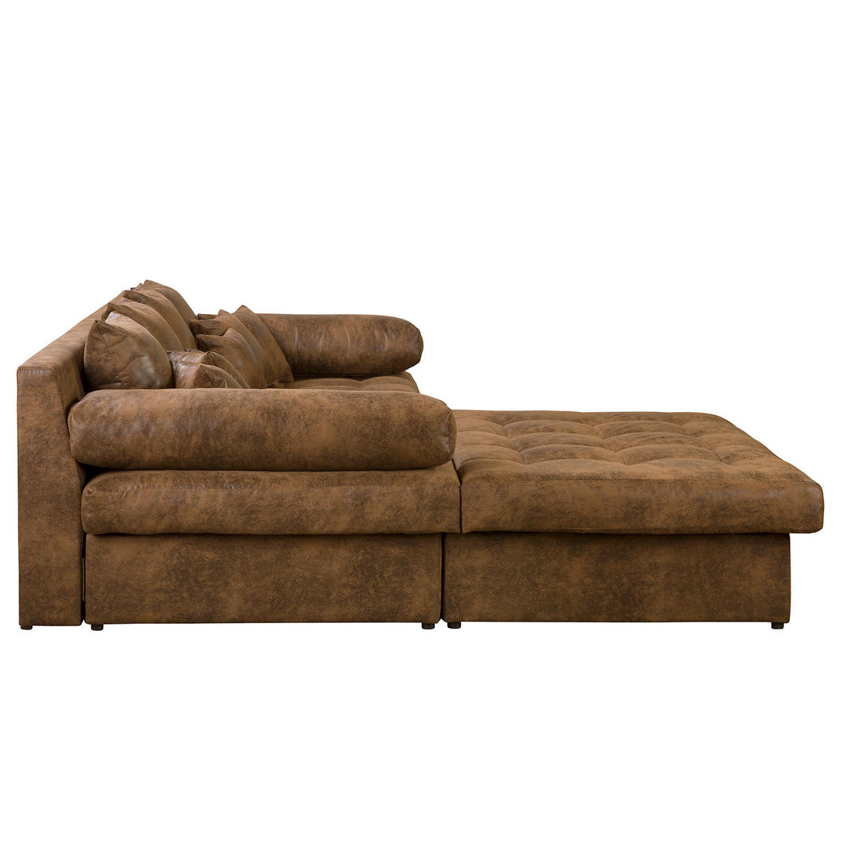 ECKSOFA Naomi in Lederlook Braun Rückenkissen  243/284 cm  - Schwarz/Braun, Design, Kunststoff/Textil (243/284cm) - P & B