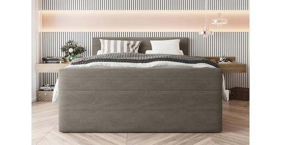 BOXSPRINGBETT 180/200 cm  in Graubraun  - Graubraun/Schwarz, KONVENTIONELL, Textil/Metall (180/200cm) - Carryhome