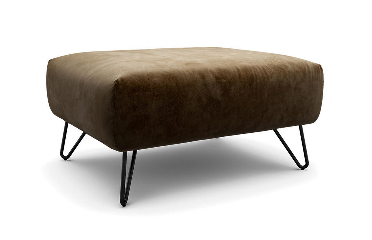 HOCKER Samt Braun  - Schwarz/Braun, Design, Textil/Metall (90/70/46cm) - SENSOO