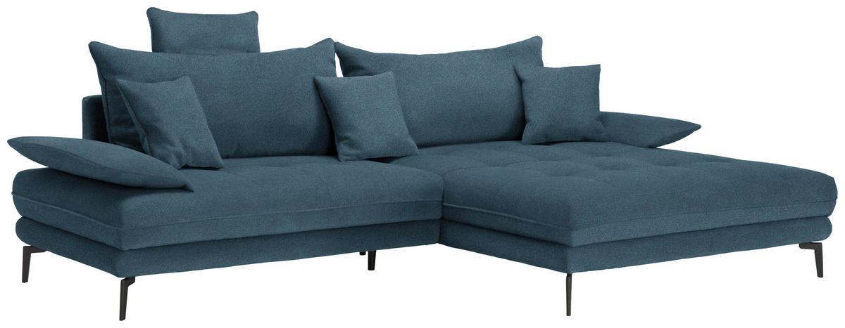 ECKSOFA PRATO Blau Mikrofaser  - Blau/Schwarz, MODERN, Textil/Metall (292/176cm) - MID.YOU