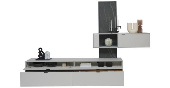 WOHNWAND  in Hellgrau  306/204,9/45,2 cm  - Hellgrau, Design, Glas/Keramik (306/204,9/45,2cm) - Dieter Knoll