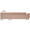 ECKSOFA in Webstoff Altrosa  - Schwarz/Altrosa, Design, Textil/Metall (280/235cm) - Hom`in