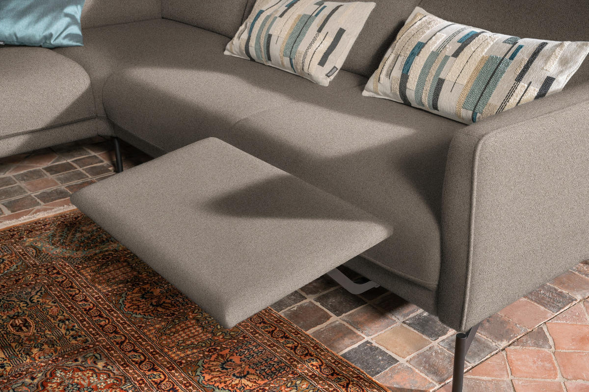ECKSOFA in Flachgewebe, Struktur Hellbraun  - Hellbraun/Anthrazit, Design, Textil/Metall (230/254cm) - Johann Jakob