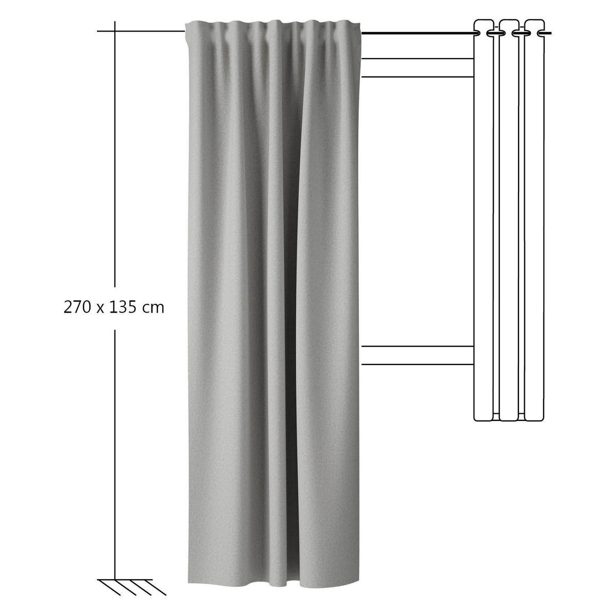 VERDUNKELUNGSVORHANG black-out (lichtundurchlässig)  - Naturfarben, Basics, Textil (135/270cm) - Fuggerhaus