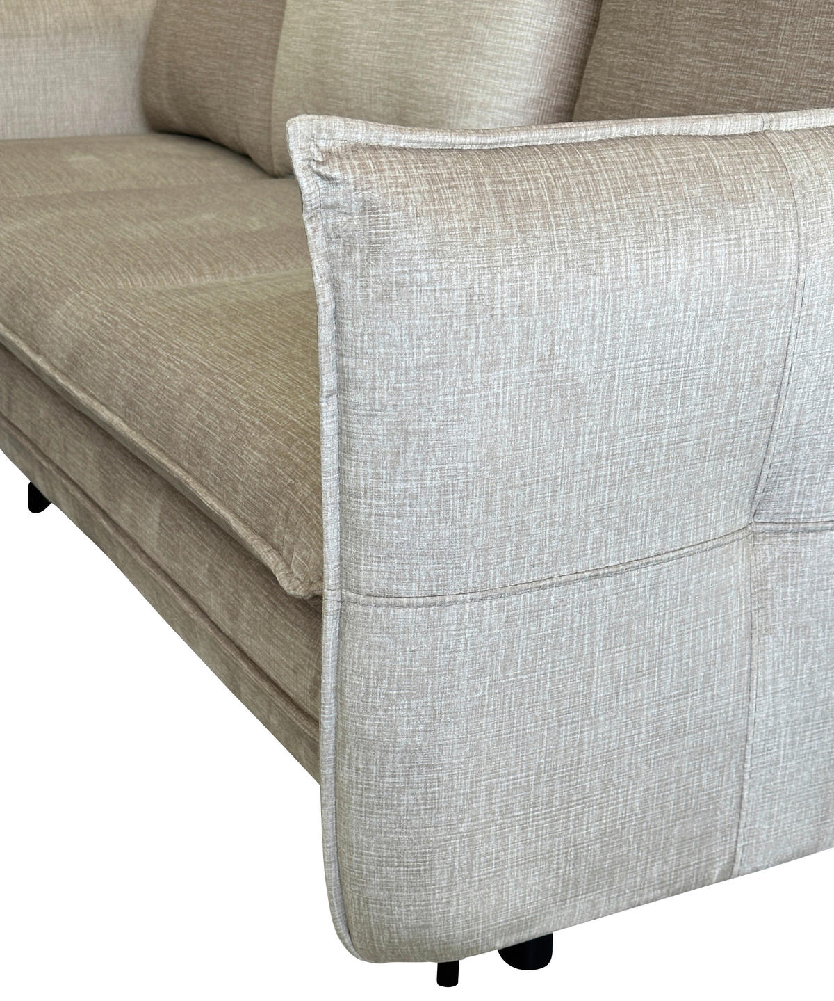 ECKSOFA in Flachgewebe Beige  170/235 cm  - Beige/Schwarz, Design, Holz/Kunststoff (170/235cm) - MID.YOU
