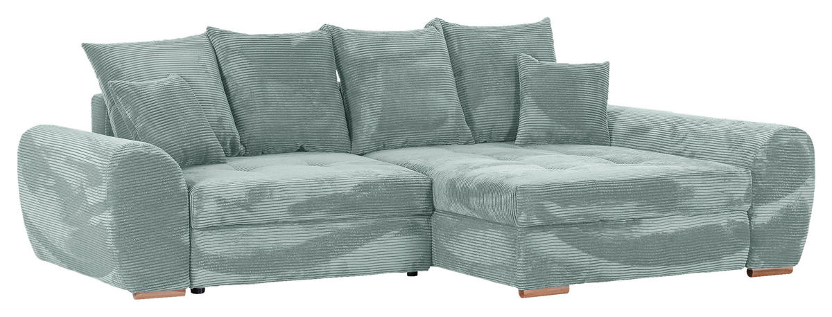 ECKSOFA  in Cord Mintgrün  - Eichefarben/Mintgrün, KONVENTIONELL, Holz/Textil (276/177cm) - Carryhome