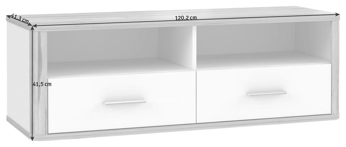 TV-ELEMENT 120,2/41,5/41,3 cm  - Weiss/Plankeneiche, Konventionell, Holzwerkstoff/Kunststoff (120,2/41,5/41,3cm) - Xora
