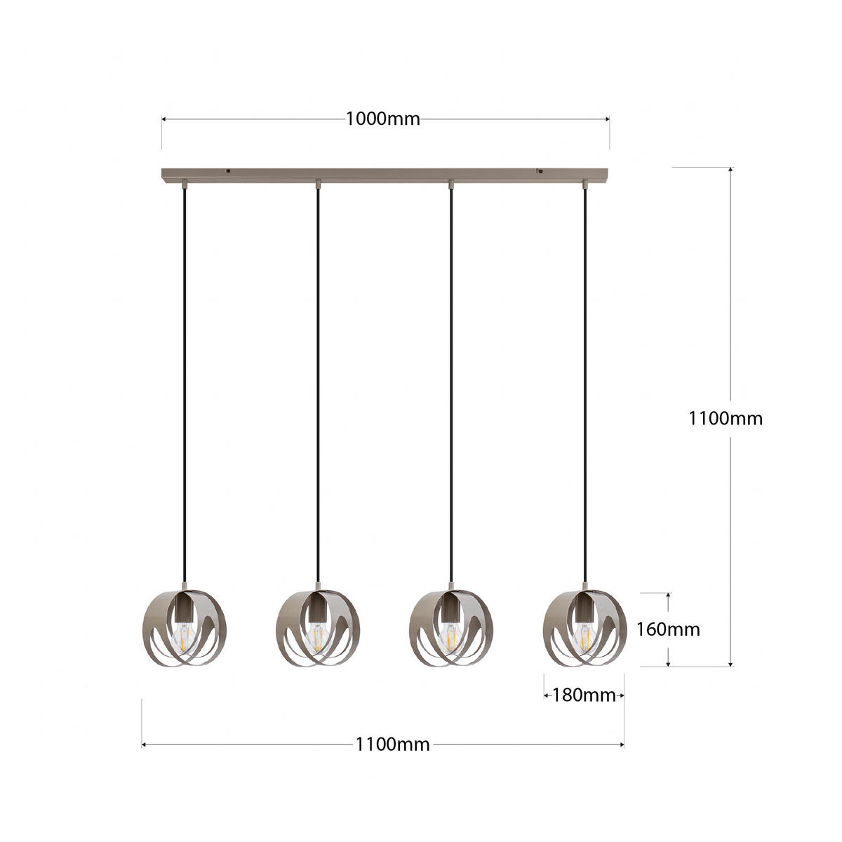 HÄNGELEUCHTE 110/18/110 cm  - Greige, LIFESTYLE, Metall (110/18/110cm)